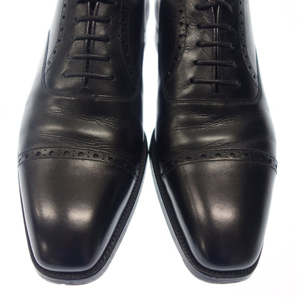 Very good condition◆Grenson leather shoes quarter brogue black inner feather men's 7E black Grenson [AFC33] 