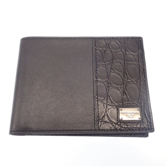 Very good condition ◆Dolce &amp; Gabbana bifold wallet embossed leather black DOLCE &amp; GABBANA [AFI16] 