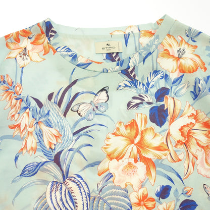 Very good condition◆ETRO T-shirt botanical pattern floral pattern men's blue size S ETRO [AFB51] 