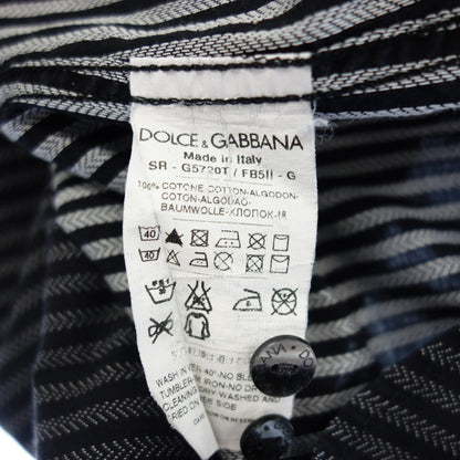 Good condition◆Dolce &amp; Gabbana long sleeve shirt striped men's black size 41 DOLCE&amp;GABBANA [AFB29] 