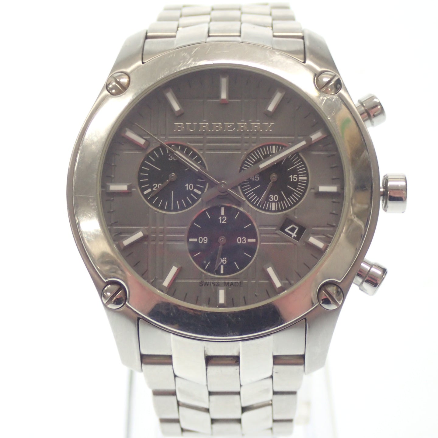 Burberry Watch New Heritage Chronograph Quartz Silver Dial Gray BU1850 with box BURBERRY [AFI19] [Used] 