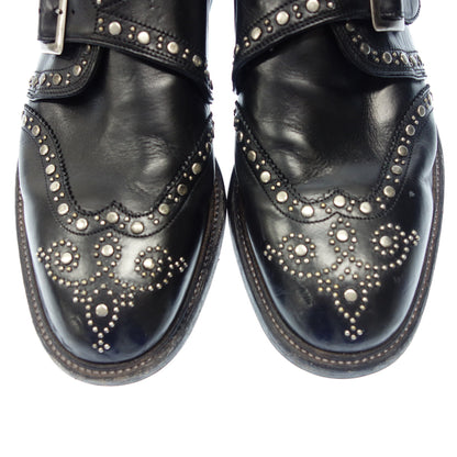 状况良好◆Dolce &amp; Gabbana 皮鞋单僧侣钉 Archive 男式黑色 7.5 码 DOLCE &amp; GABBANA [AFC2] 