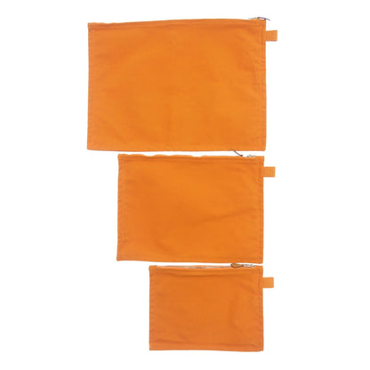 Good Condition◆Hermes Bora Bora Pouch Canvas Silver Hardware 3 Piece Set Orange HERMES [AFE6] 