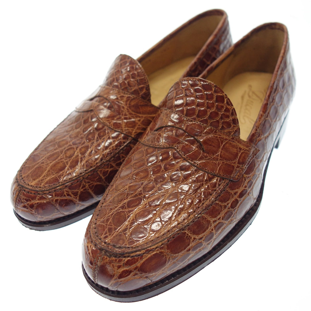 Good condition ◆ Ducal Penny Loafer Cocco Cold Crocodile Leather Brown Men's Size 40.5 4606 with box Ducal [LA] 