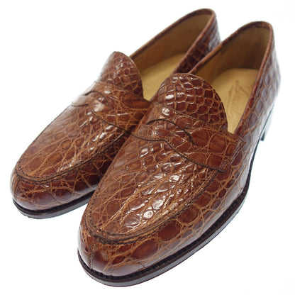 Good condition ◆ Ducal Penny Loafer Cocco Cold Crocodile Leather Brown Men's Size 40.5 4606 with box Ducal [LA] 