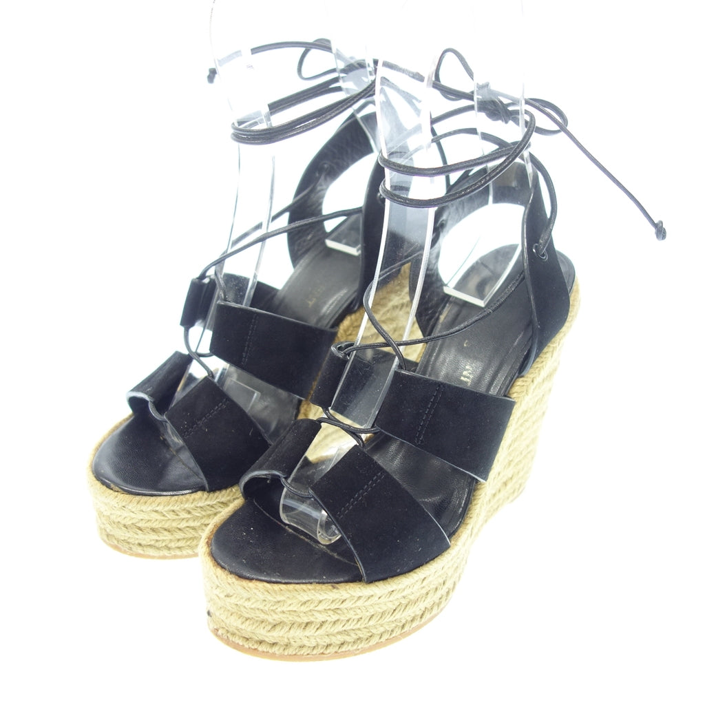 Used ◆Saint Laurent Wedge Sandals Espadrilles Women's 36.5 Black SAINT LAURENT [AFC43] 