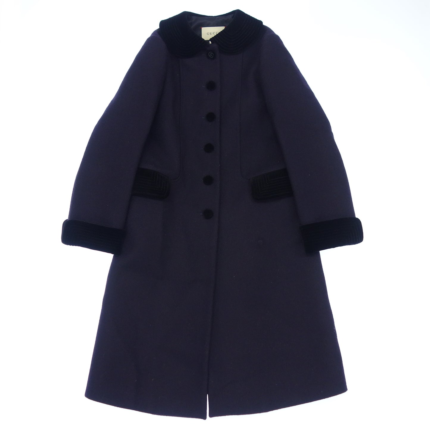 Used ◆ Gucci wool coat velor collar &amp; cuffs A-line ladies purple size 36 GUCCI [AFA19] 