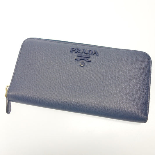 Used ◆Prada long wallet round zipper navy PRADA [AFI16] 