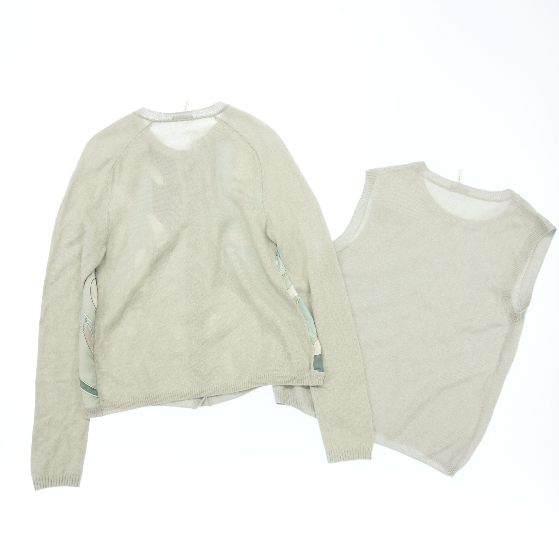 ビンテージ美品！　エルメス　シルク　アンサンブル　ニット　カーディガン　グレー ビンテージ美品！エルメスシルクアンサンブルニットカーディガン