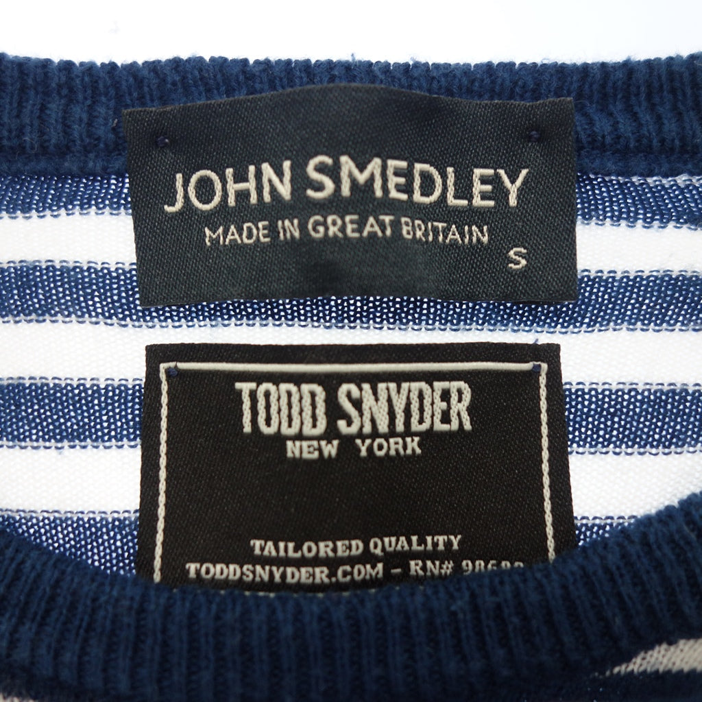 Used ◆ John Smedley x TODD SNYDER Knit T-shirt Short Sleeve Border Pattern Cotton Men's Navy x White Size S JOHN SMEDLEY x TODD SNYDER [AFB26] 