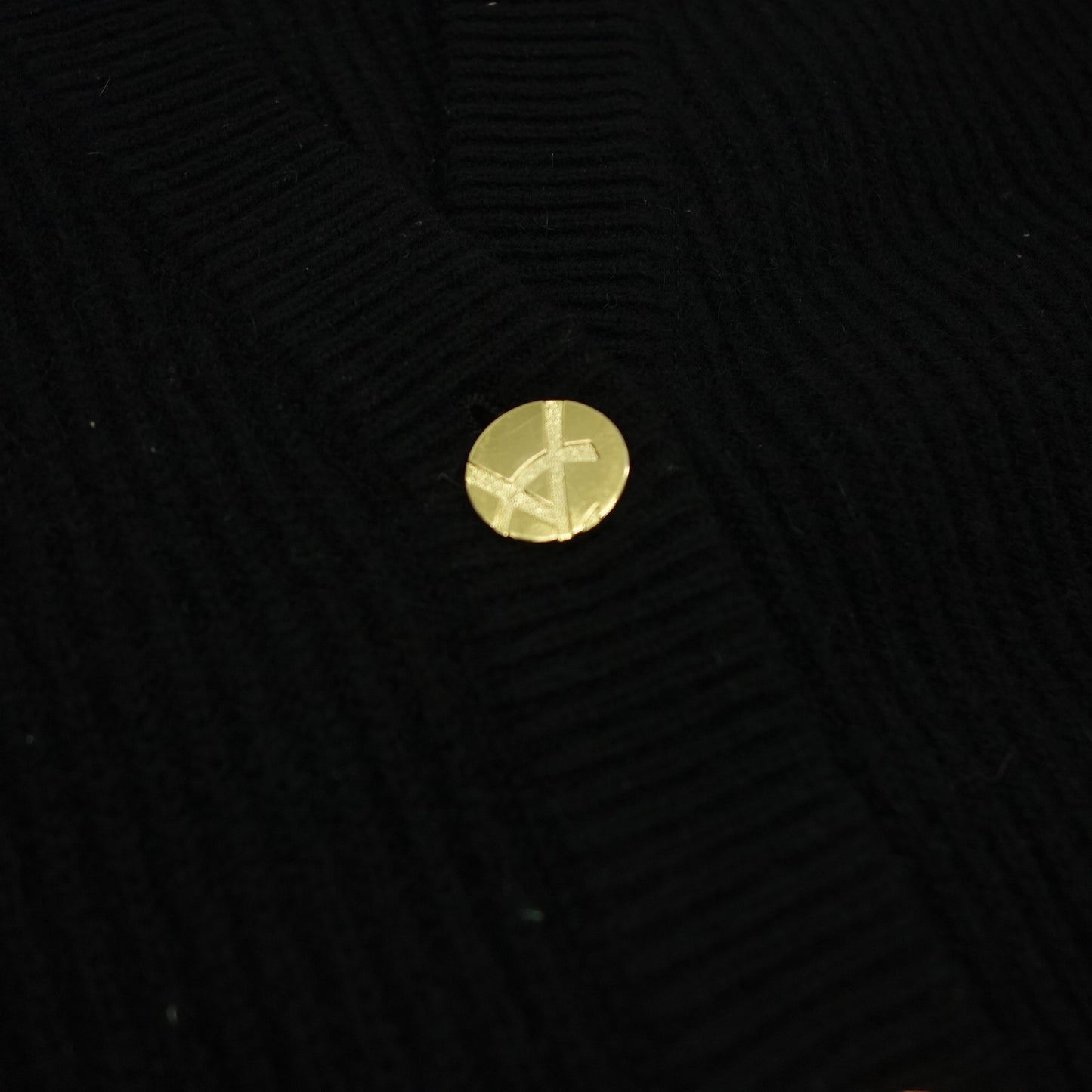 Yves Saint Laurent 针织开衫 金色纽扣 女式 M 黑色 Yves Saint Laurent [AFB4] [二手] 