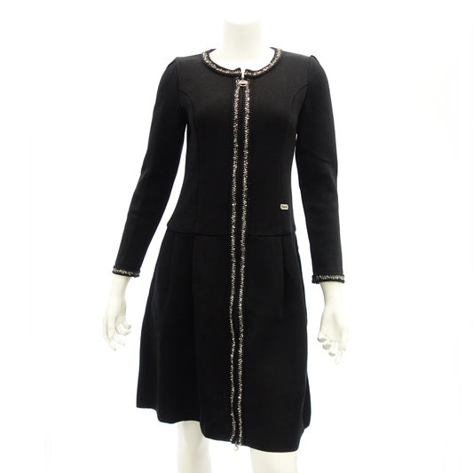 Used ◆ Rene pearl style front zip dress ladies size 36 black 6032273 Rene [AFB41] 