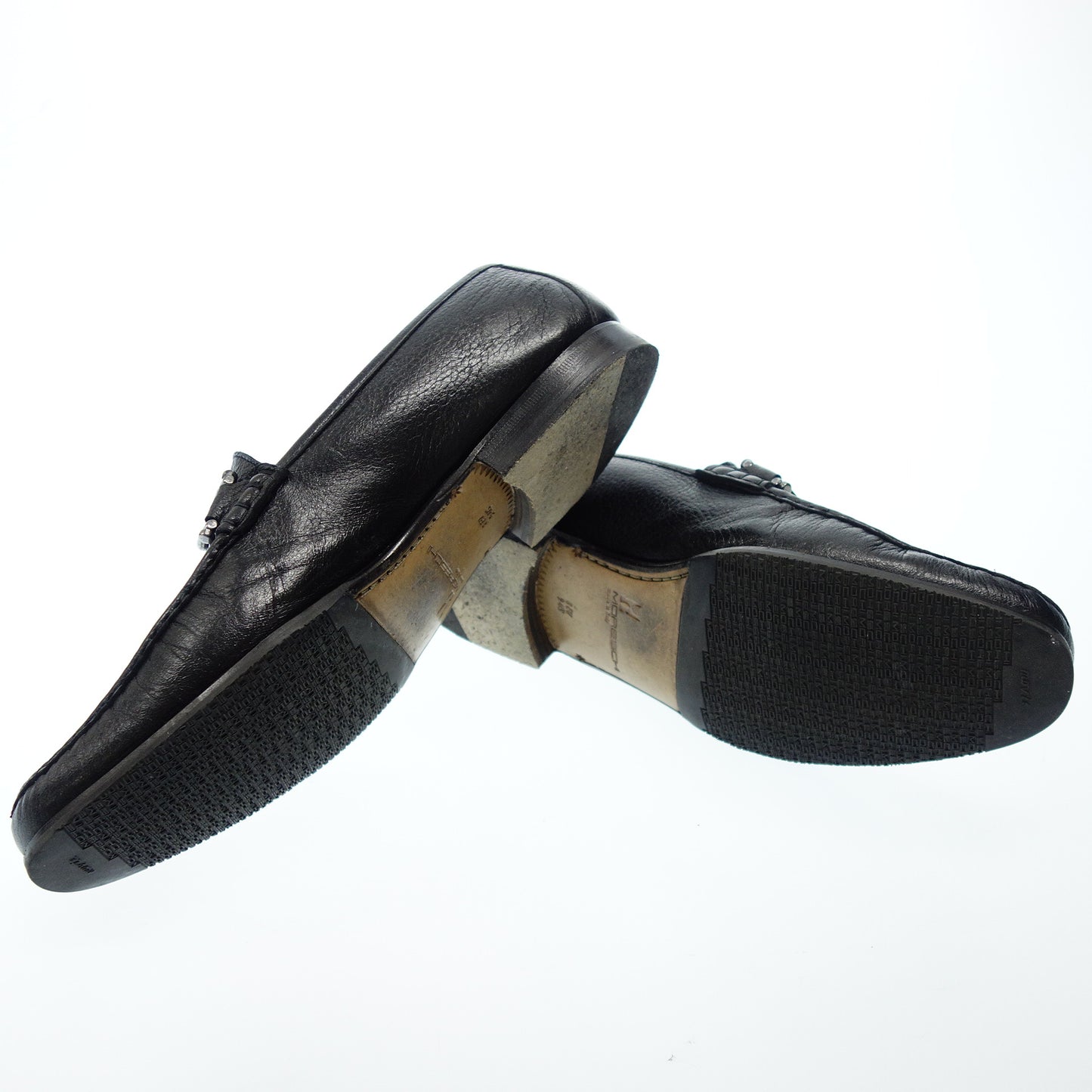 MORESCHI Bit Loafer 粒面皮革男士 8 黑色 MORESCHI [AFC50] [二手] 