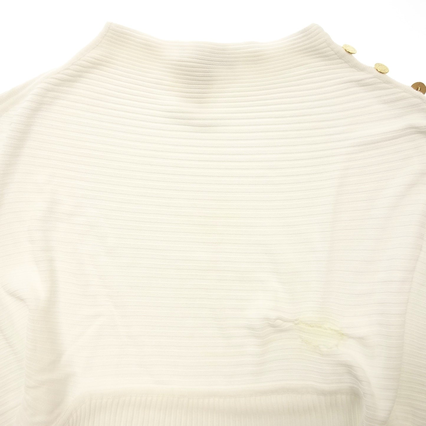 Hermes Rib Knit Sweater Serie Button Women's M White HERMES [AFB22] [Used] 