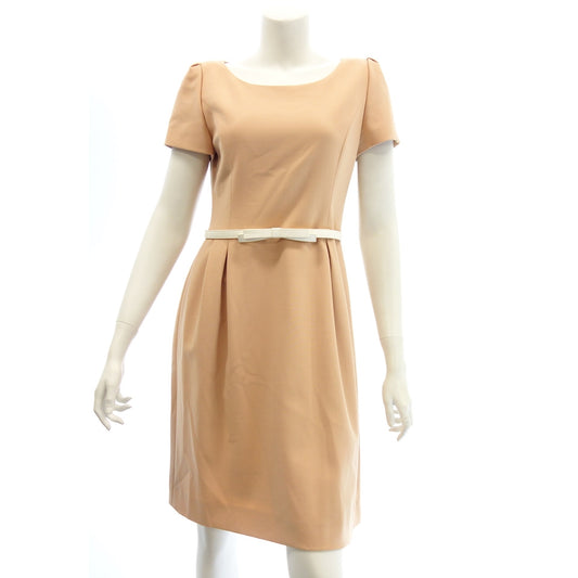Good condition◆Foxy dress short sleeve wool with ribbon belt 28293 Ladies 40 Pink FOXEY [AFB35] 