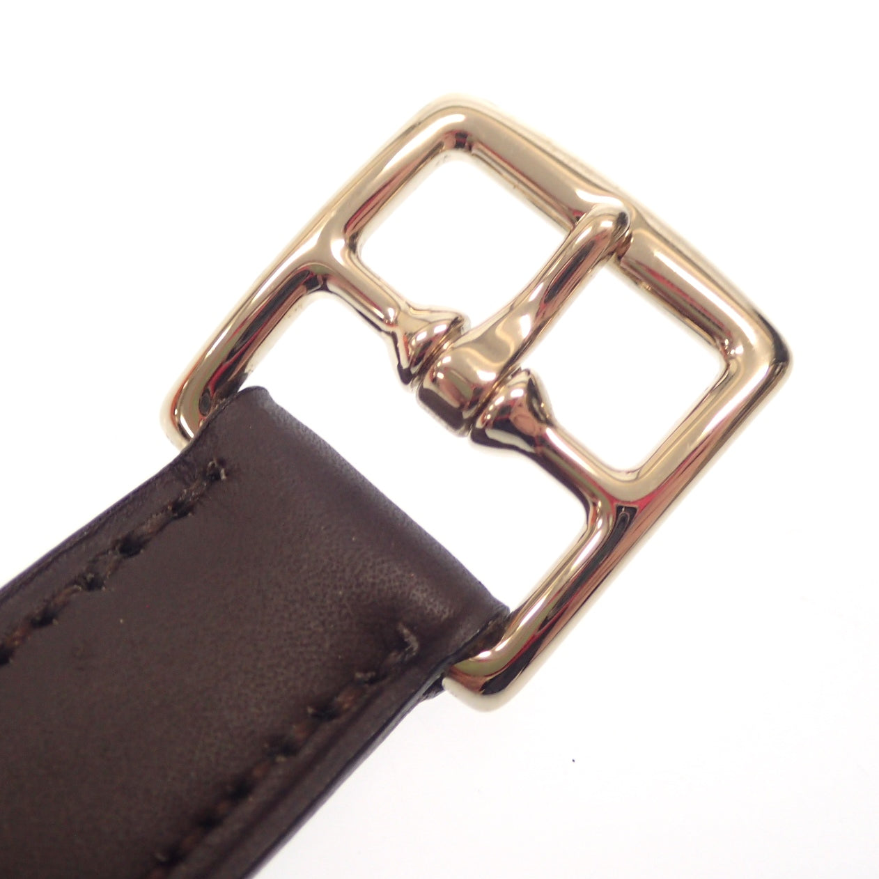 Hermes leather chain belt gold hardware □L engraved brown with box HERMES [AFI20] [Used] 