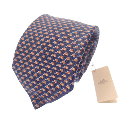 Like new ◆Hermes necktie, all over pattern, 100% silk, navy, with box HERMES [AFI18] 