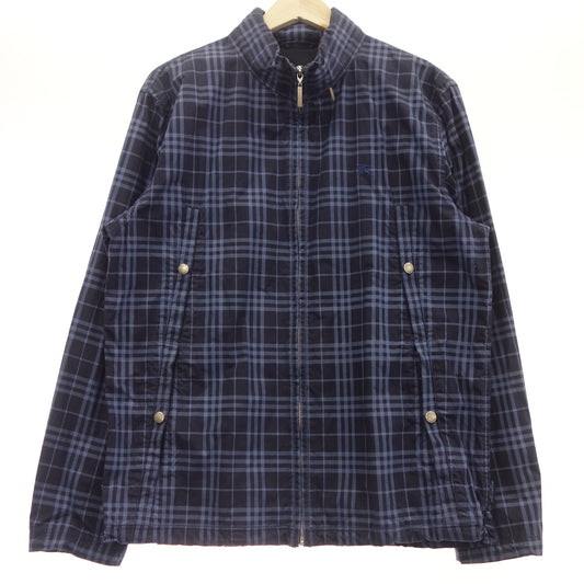 中古◆バーバリー ブルーレーベル ブルゾン FC875-112-40 スタンドカラー フード付き ノバチェック ブルー L メンズ BURBERRY BLUE LABEL【AFA10】