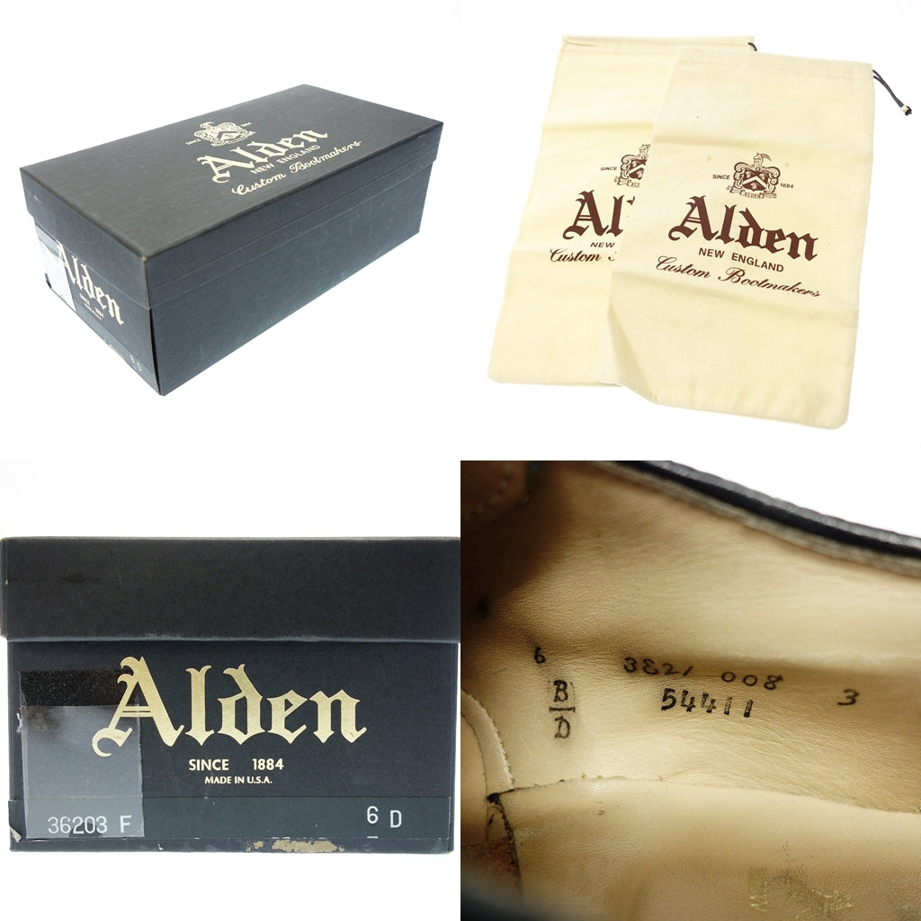 中古◆オールデン レザーシューズ 54411 Vチップ カーフ メンズ US6D 黒 箱付き Alden【LA】