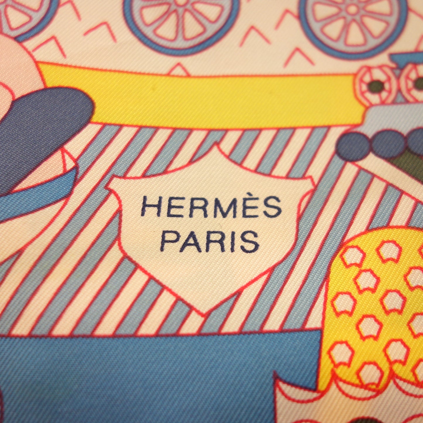 中古◆エルメス カレ90 スカーフ La Patisserie Francaise パティスリー シルク ピンク系 HERMES【AFI22】