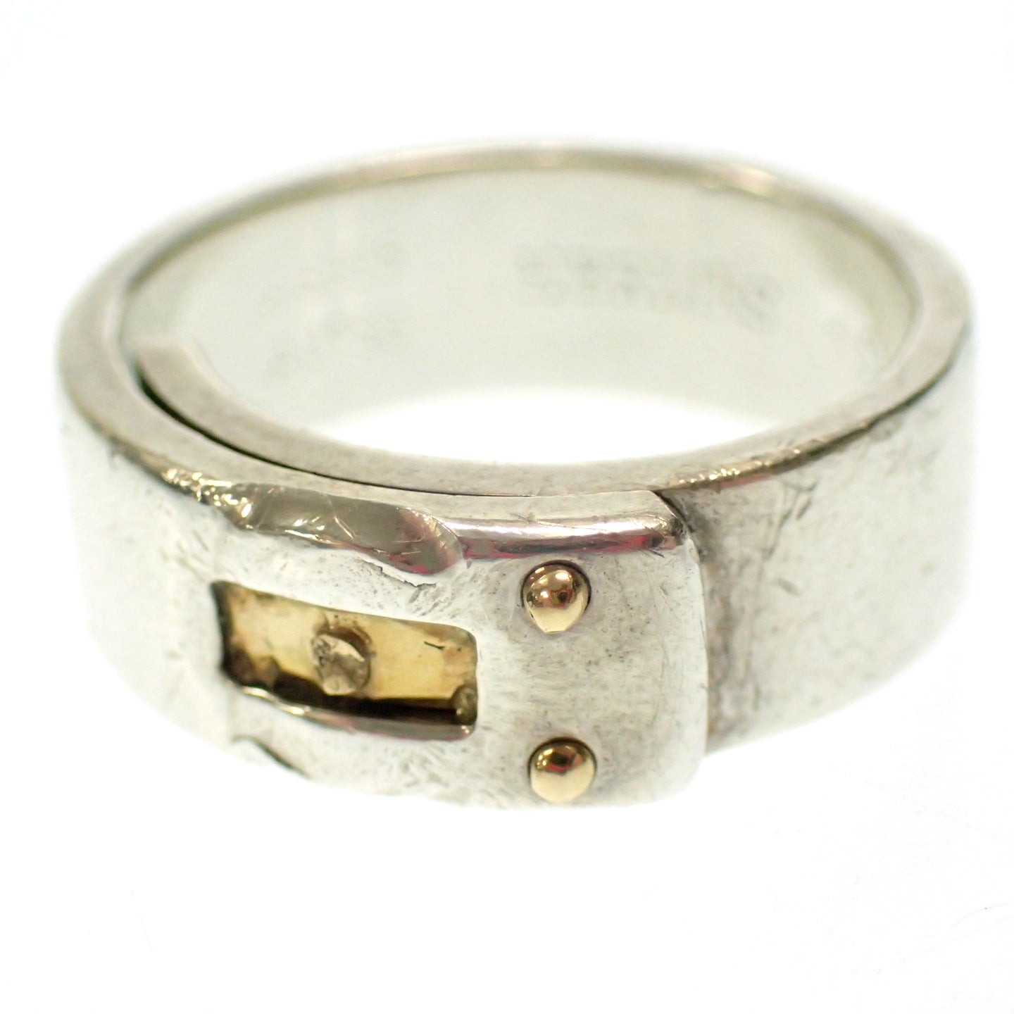 Used ◆Hermes Ring Cadena Ag925 Au750 Combination No. 11 Silver x Gold HERMES [AFI17] 