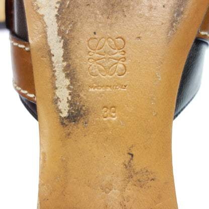 Used ◆LOEWE Leather Sandals Mule Gate Ladies 38 Black LOEWE [AFC4] 