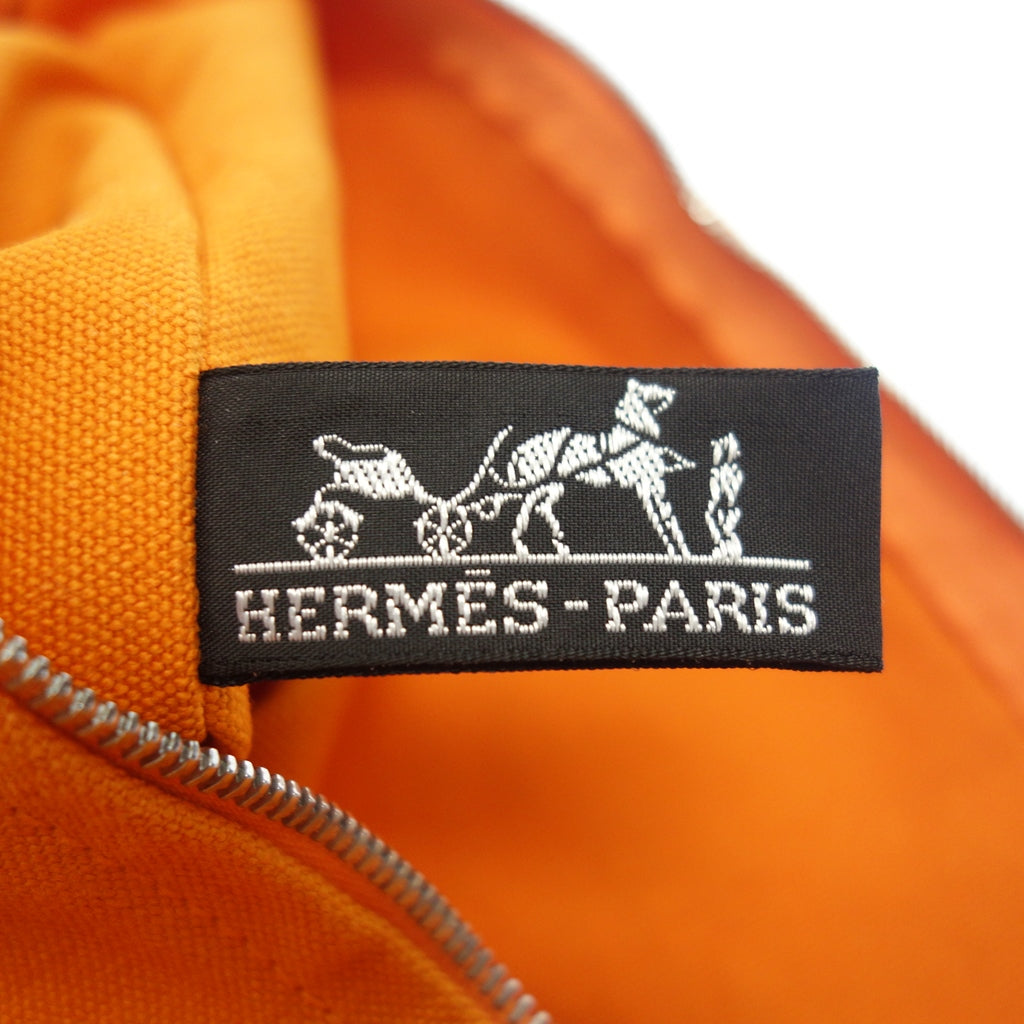 Good Condition◆Hermes Bora Bora Pouch Canvas Silver Hardware 3 Piece Set Orange HERMES [AFE6] 