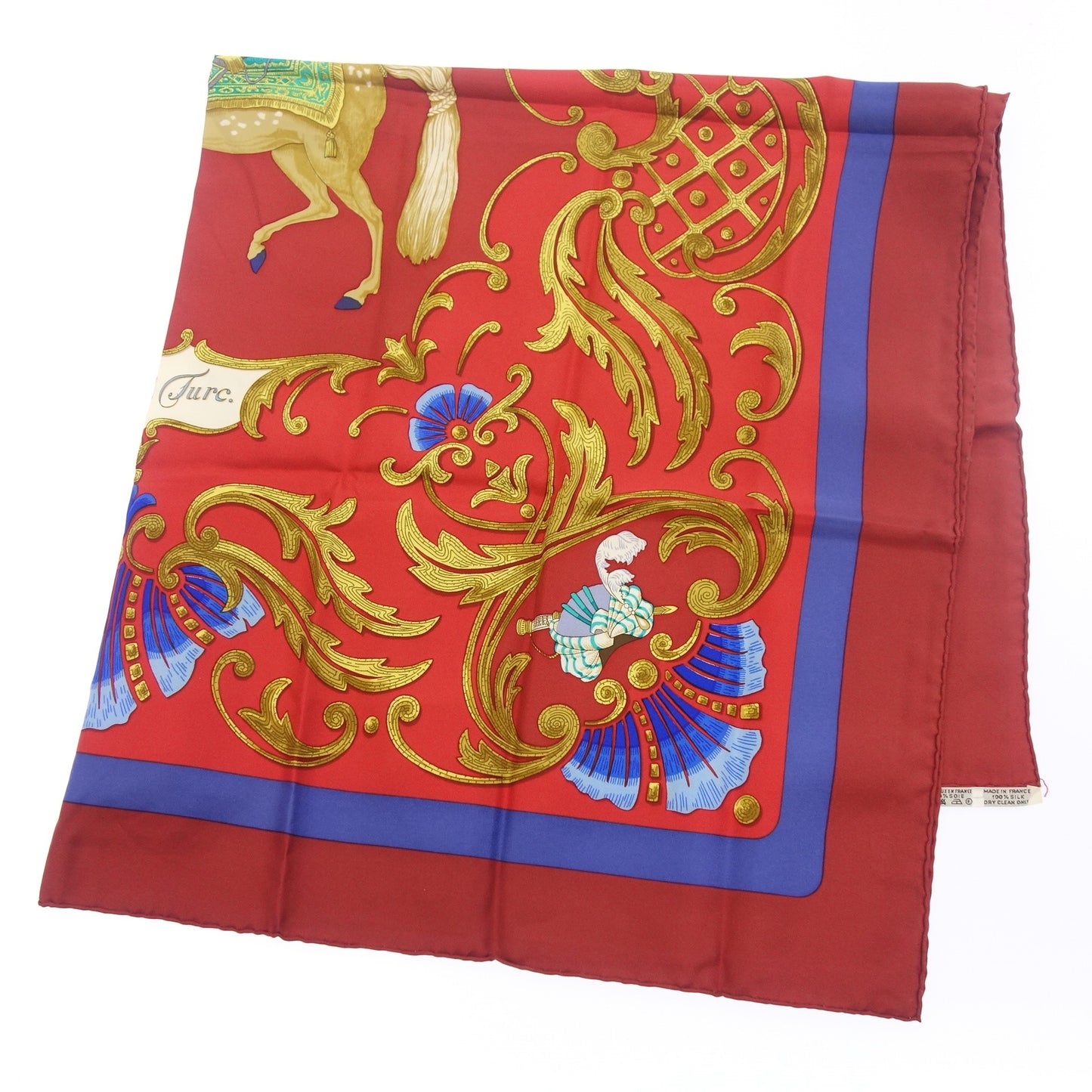 Used ◆Hermes Carre 90 Scarf Silk Cheval Turc Turkish Horse Red HERMES [AFI22] 