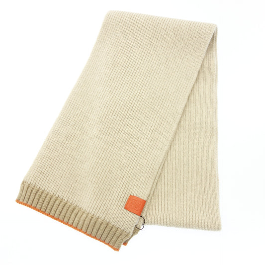 LOEWE Rib Knit Scarf Wool Anagram Beige with Box LOEWE [AFI1] [Used] 