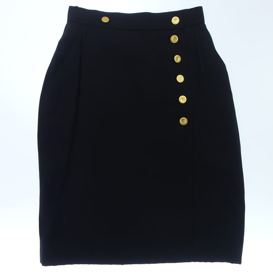 CHANEL Silk Skirt Coco Button Women's Black 40 CHANEL [AFB37] [Used] 