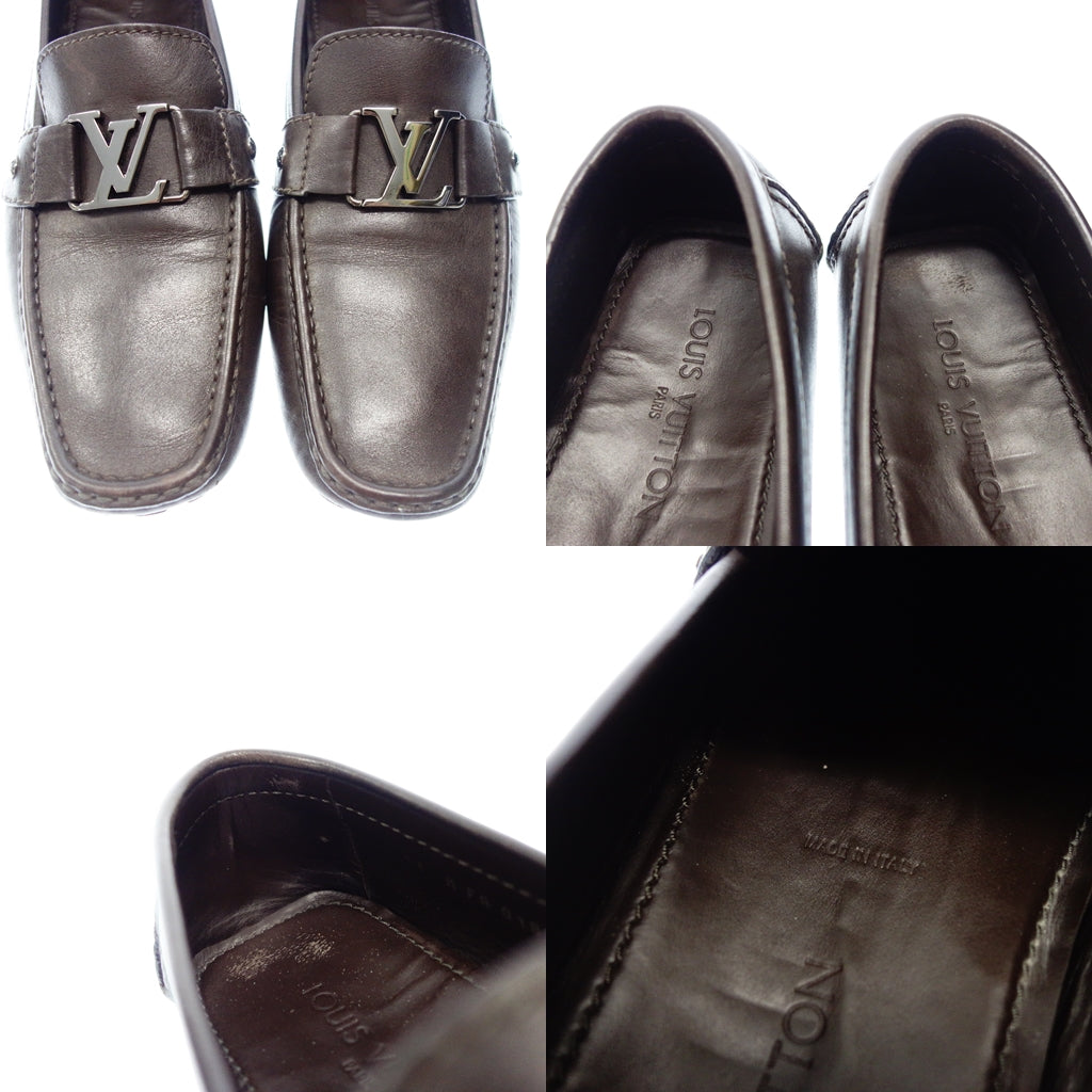 Used ◆Louis Vuitton Leather Loafers LV Hardware Silver Hardware FA0183 Men's Brown 11 LOUIS VUITTON [AFC30] 