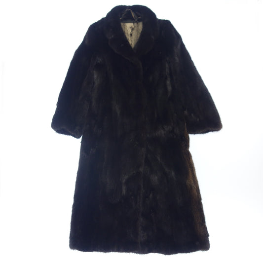 Used ◆No brand long coat mink black [AFF21] 