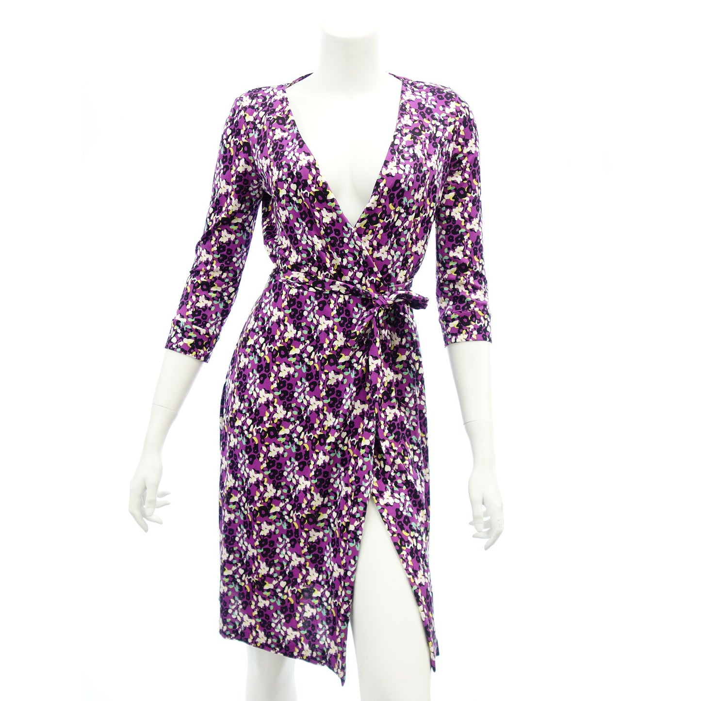 Good Condition◆Diane Von Furstenberg Dress Silk All Over Pattern Ladies Purple Size 0 DIANE VON FURSTENBERG [AFB53] 