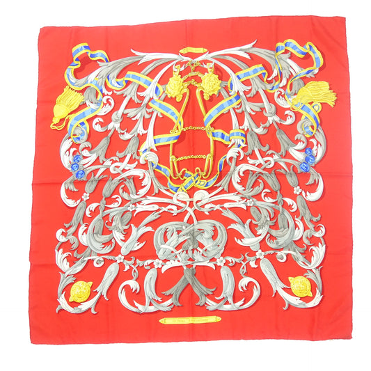 Beautiful item ◆Hermes Scarf Kare90 Silk LE MORS A LA CONETABLE Elegance Red HERMES [AFI21] 