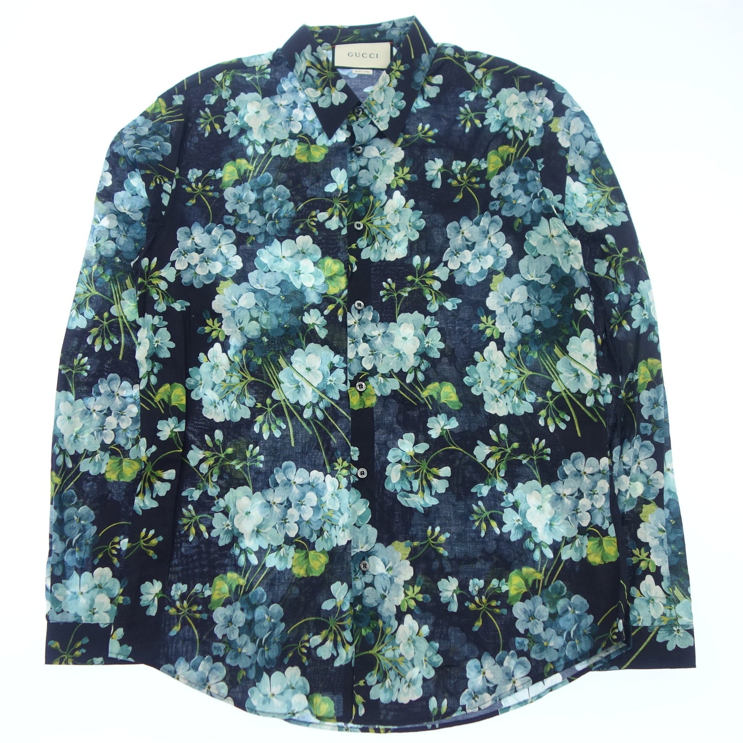 Gucci shirt floral pattern cotton men's blue 40 GUCCI [AFB20] [Used] 