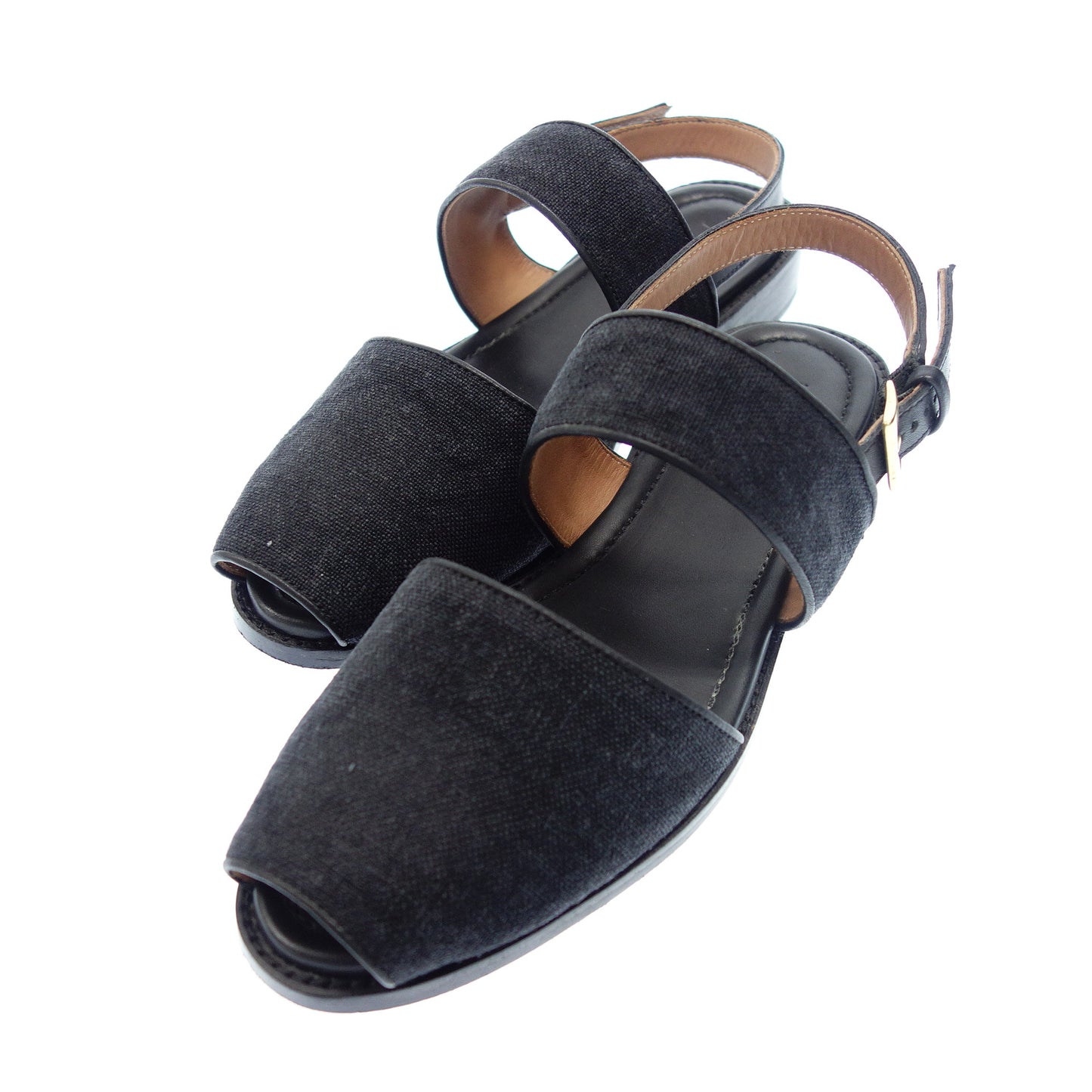 Polpetta Sandals Washed Cotton Linen Canvas Strap SHIPS Special Order Men's Black 39.5 POLPETTA [AFD6] [Used] 