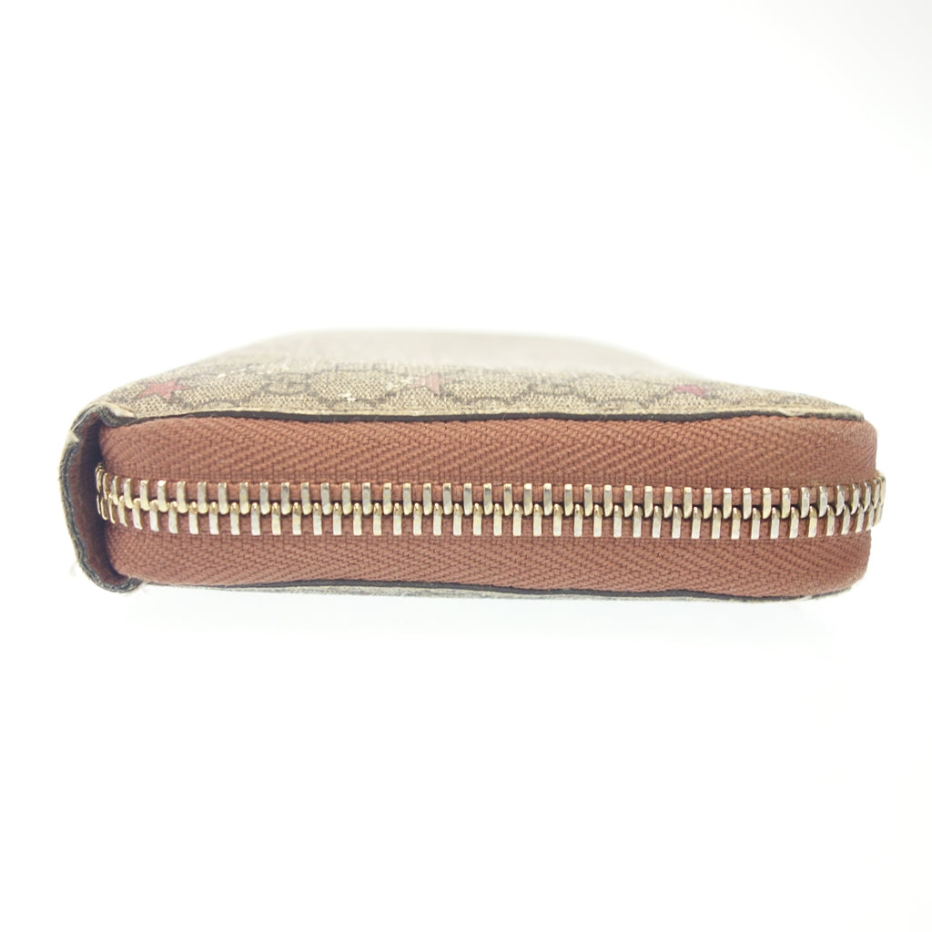 Used ◆ Gucci long wallet GG Supreme round zip gold hardware brown GUCCI [AFI7] 