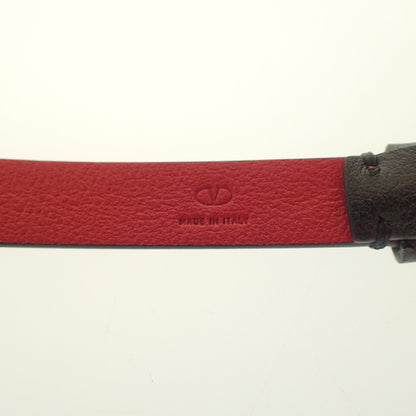 Like new◆Valentino leather bracelet V logo 2 rows black series VALENTINO [AFI8] 