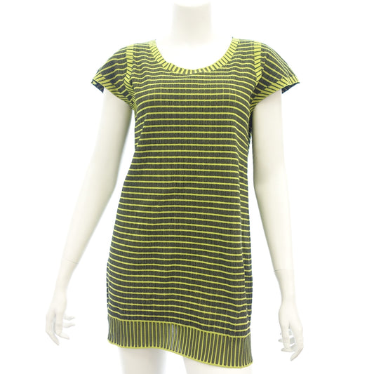 Very good condition ◆ Pleats Please A.POC INSIDE Short Sleeve Tops Cut and Sewn Women's Black &amp; Yellow Size 3 PP64LT934 PLEATS PLEASE [AFB25] 