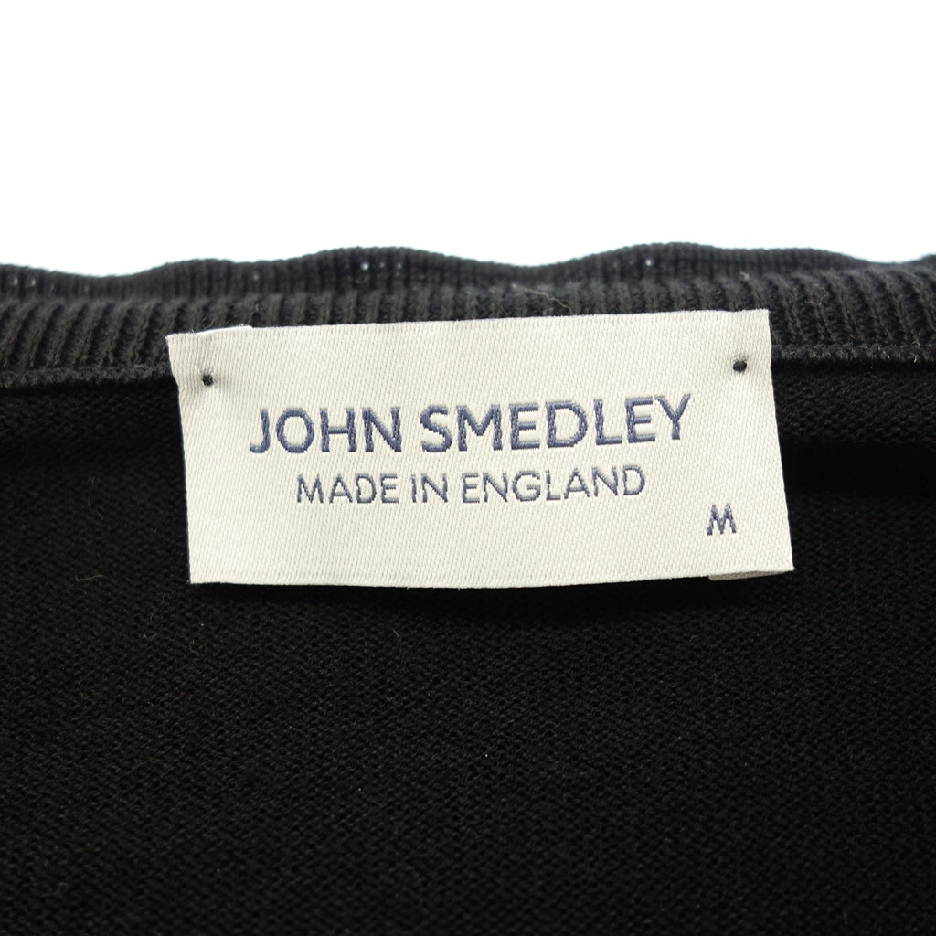 状况非常好 ◆ JOHN SMEDLEY V 领针织毛衣海岛棉 30 号男式尺码 M 黑色 JOHN SMEDLEY [AFB12] 