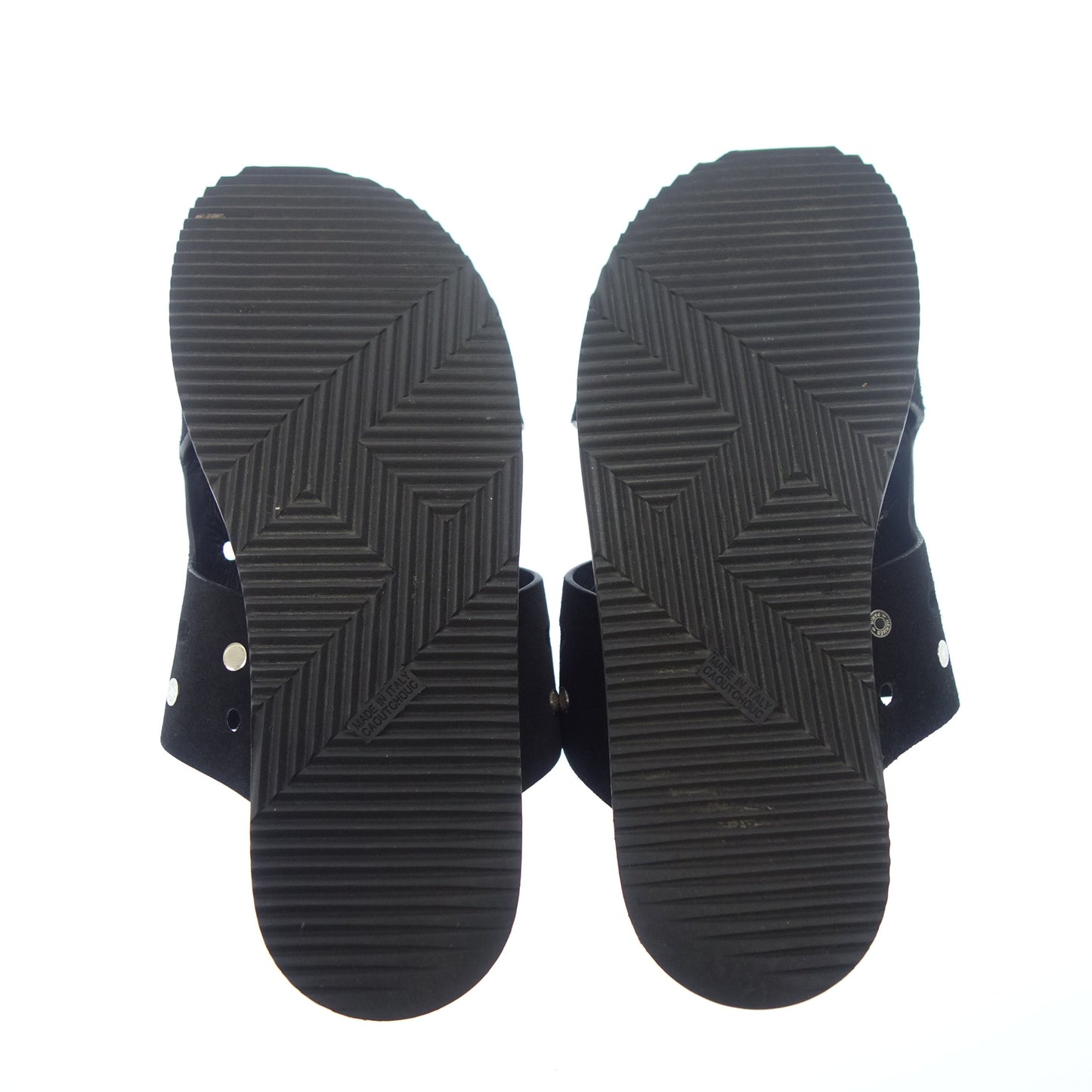 Good Condition◆Hermes Leather Sandals Oye Vauvello Serie Women's Black Size 38 HERMES [AFC52] 