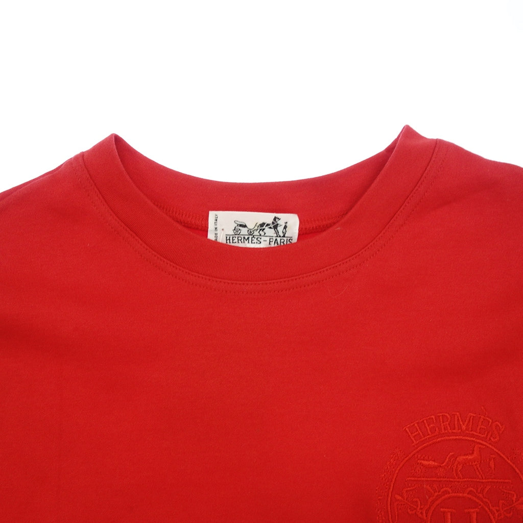 Good Condition◆Hermes Long T-shirt Chest Logo Women's M Red HERMES [AFB11] 