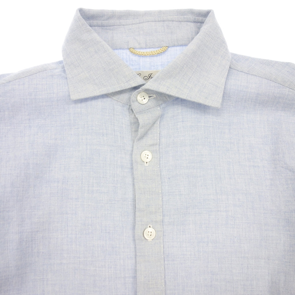 Good Condition◆The Inglese Capri Shirt Long Sleeve Cotton Light Blue Men's Size 37 G.Inglese [AFB4] 