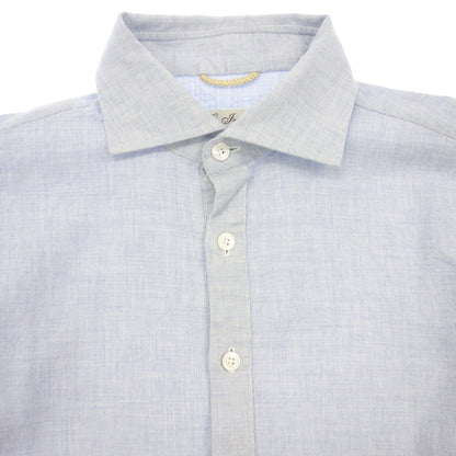 Good Condition◆The Inglese Capri Shirt Long Sleeve Cotton Light Blue Men's Size 37 G.Inglese [AFB4] 