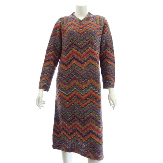 Good condition ◆ Missoni knit long dress all over pattern long sleeve mohair blend ladies 44 multicolor MISSONI [AFB39] 