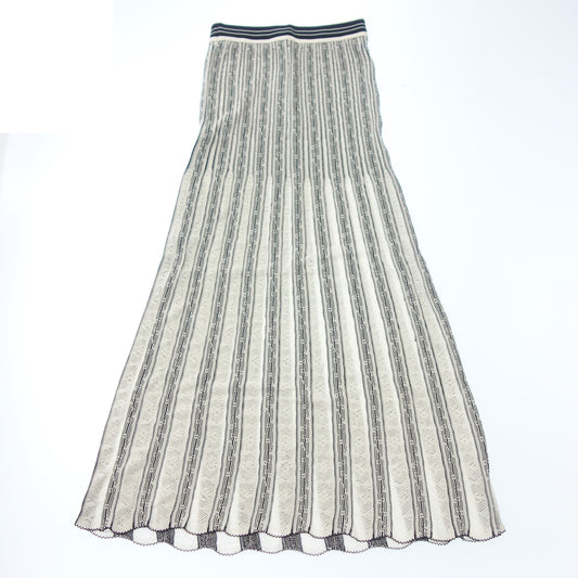 Mame Kurogouchi Long Skirt Knit All Over Pattern Women's White Black 2 Mame Kurogouchi [AFB21] [Used] 