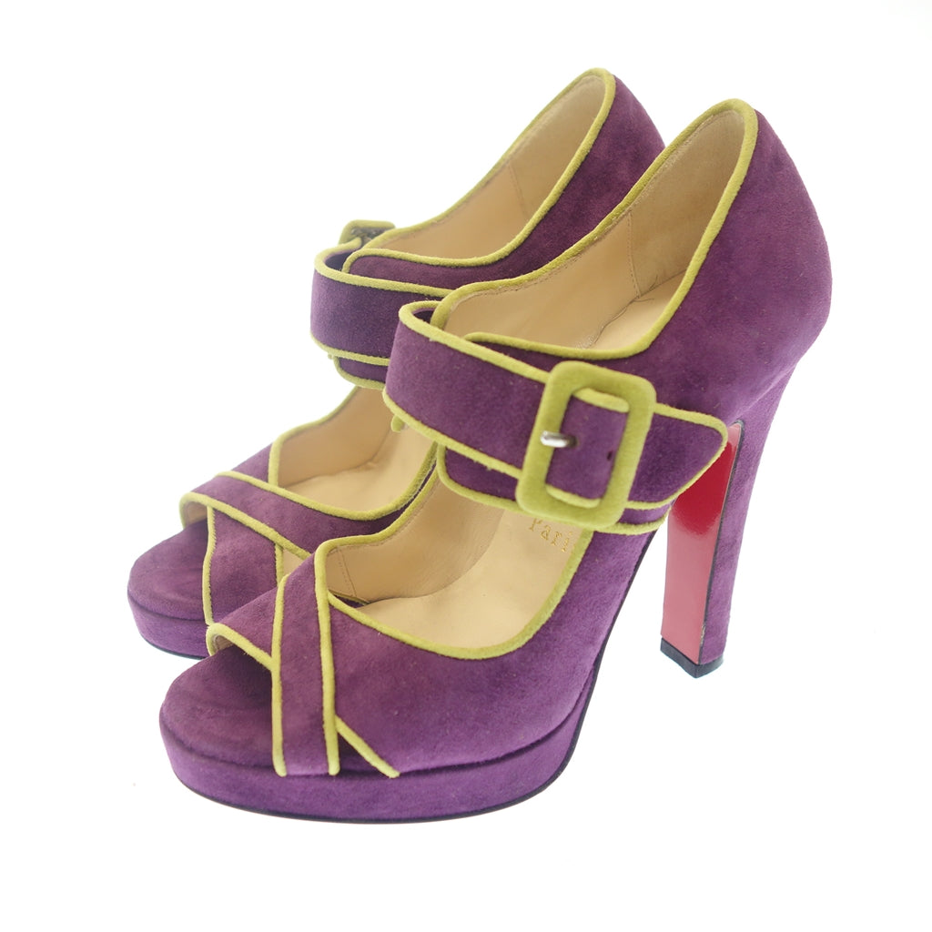 Used Christian Louboutin Suede Leather Belt Heel Pumps Shoes Women's 35 Purple Christian Louboutin [AFC6] 