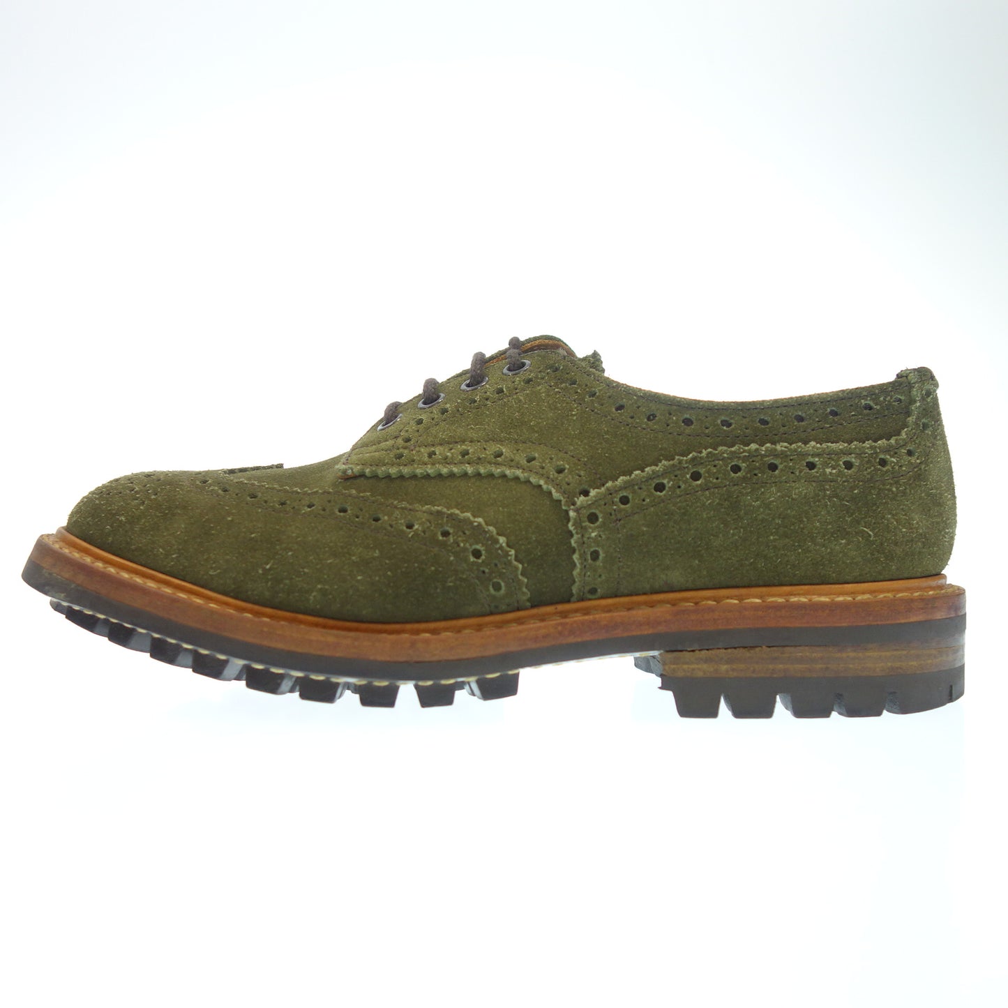 状况非常好 ◆ Tricker's 皮鞋 绒面革 Burton M5633 男式 7.5 绿色 Tricker's [AFD1] 