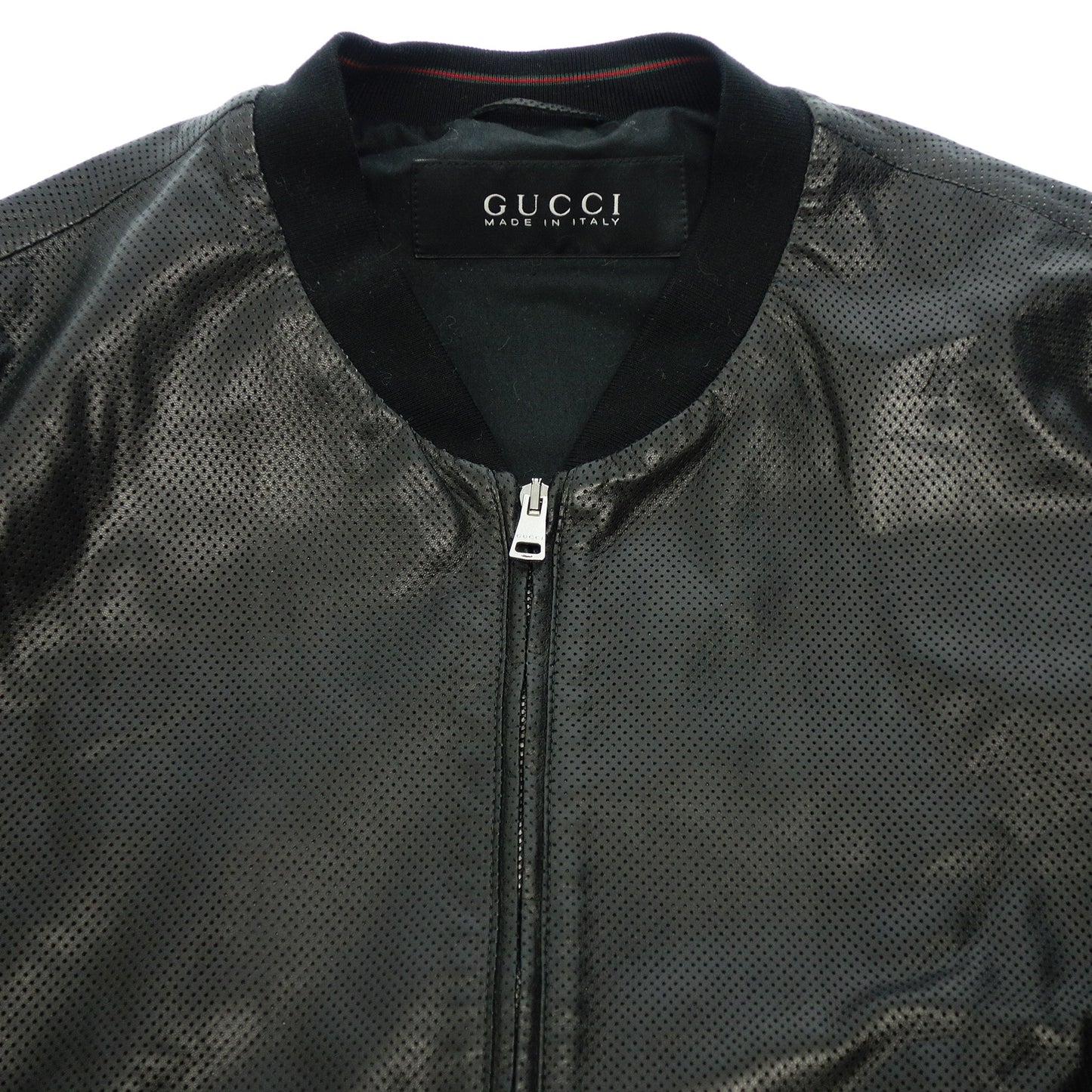 Used ◆ Gucci punching leather blouson men's black 46 GUCCI [AB13] 