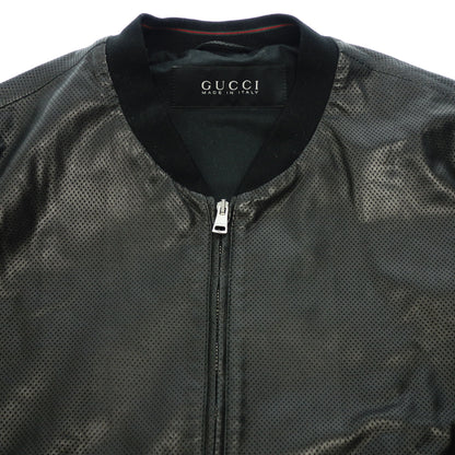 中古◆グッチ パンチング レザー ブルゾン メンズ 黒 46 GUCCI【AB13】